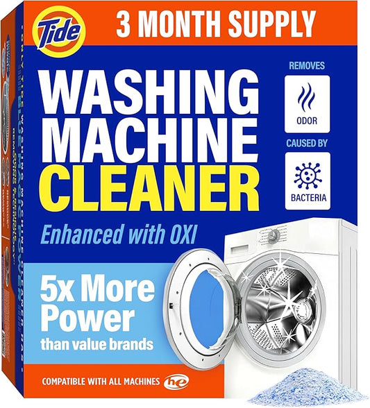 Washing Machine Cleaner by Tide, Washer Machine Cleaner with Oxi for Front and Top Loader Washer Machines, Deep Cleaning Odor Eliminator, 3 Month Supply
