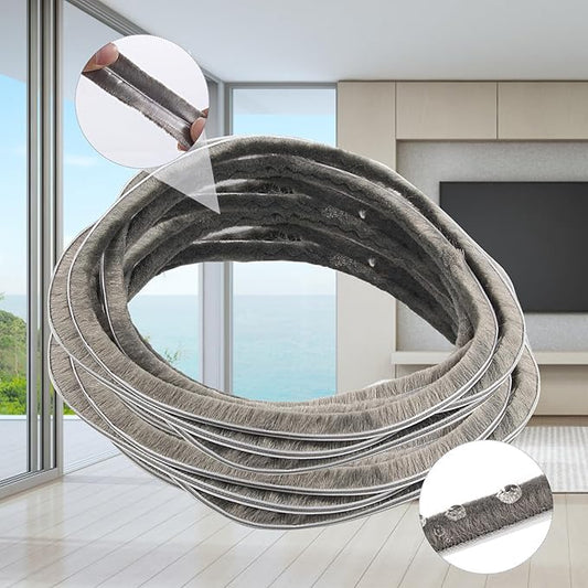 16 Ft (5m) 196 Inch Sliding sash Windows Doors Tape Pile Draught excluder Brush Seal Strip weatherstrip 6mm x 8mm (1/4 5/16 Inch, Gray)