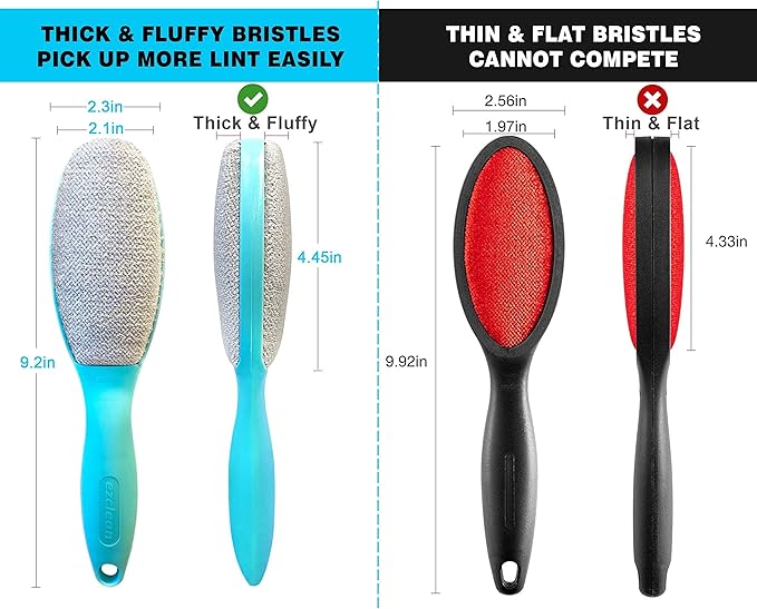 ezclean 2 Pack Lint Brush for Clothes, Couch, Furniture Reusable & Double Sided Pet Hair Remover Brush, Cleaner for Dog Cat Hair, Magic Velvet Lint Remover for Clothes, Fabric, Upholstery, Fuzz, Dust