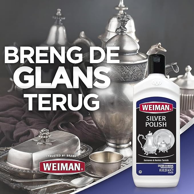 Weiman Silver Cream Cleaner 3-in-1, Anti-Tarnish Technology, Safely Clean, Polish, Shine & Restore, Removes & Prevent Tarnish, 8 Oz