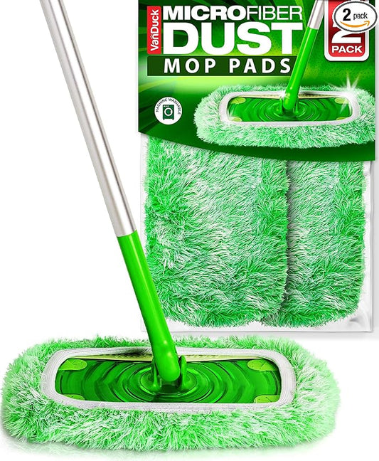 VanDuck Floor Duster Refill Compatible with Swiffer Sweeper (2 Pack) - Microfiber Pet Heavy Duty Dry Cloth Refills - Reusable Mop Pad