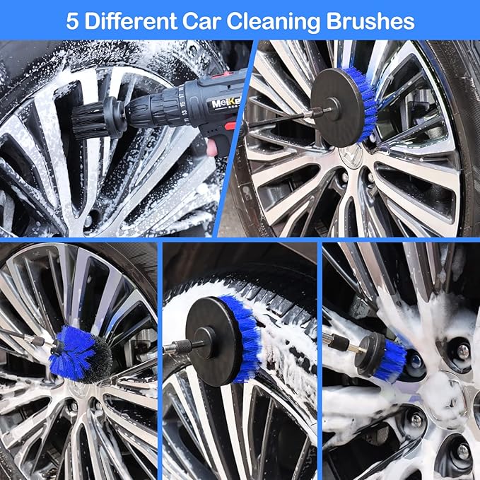 26Pcs Auto Cleaning Brush Set - Interior/exterior, Wheels Drill Brushes, Buffing Sponge Pads