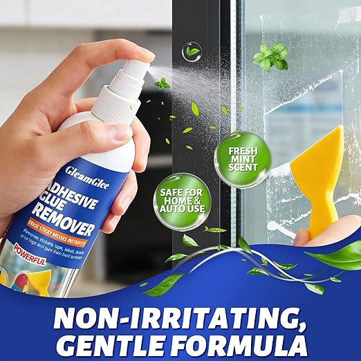 Adhesive Remover Spray 5.03oz – Powerful Glue & Sticker Remover for Tape, Labels, Silicone, Grease, Gum & Wax Residue – Safe on Glass, Metal, Plastic, Wood & Hard Surfaces – Includes Scraper