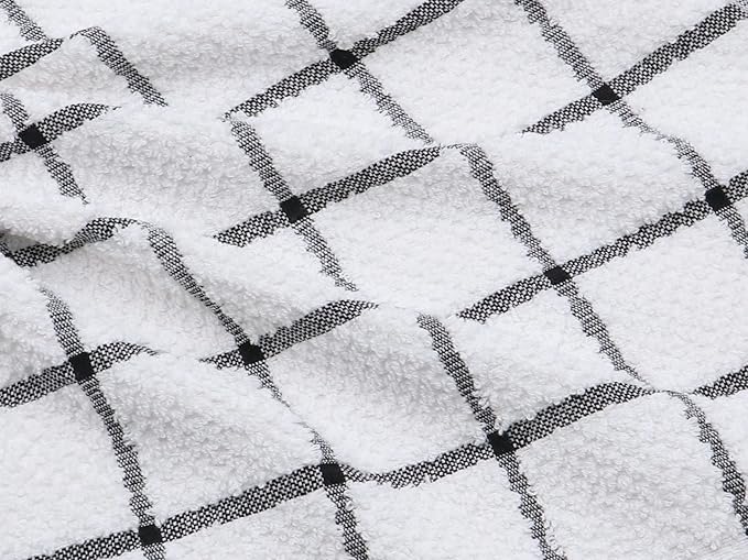 Cotton Cleaning Rags Terry Dish Cloths for Washing Dishes, Set of 8 Dish Rags for Cleaning, Light and Soft Dish Towels for Kitchen Drying Dishes, 12 Inch x 12 Inch (Grey Set)