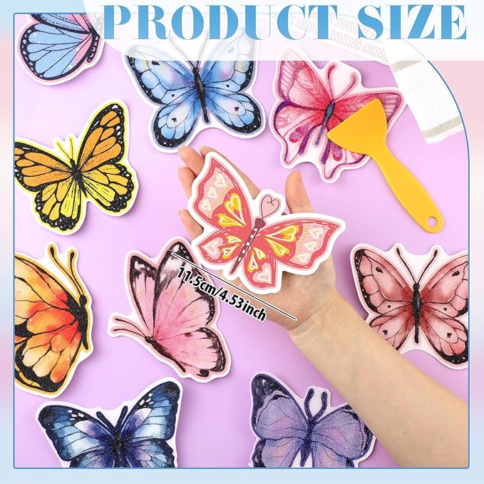 Yaomiao 24 Pcs Butterfly Non Slip Bathtub Stickers Shower Stickers Anti Slip Decal Threads Adhesive Appliques with Scraper Adhesive Decals for Safety Bathroom Tubs, Shower Floor, Stairs