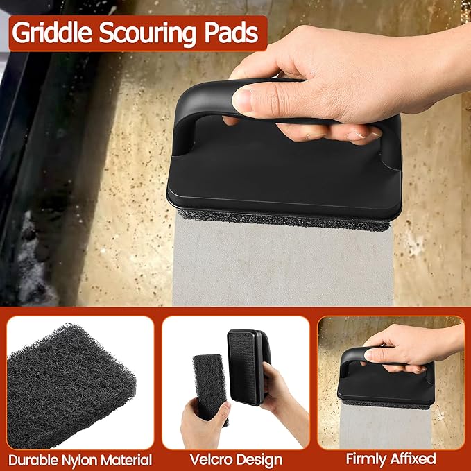Upgraded Griddle Cleaning Kit for Blackstone 20 Pieces Flat Top Grill Accessories Cleaner Tool Set, with Griddle Scraper, Heat-Resistant Silicone Spatula Mat with Hanger, Grill Stone, Griddle Brush