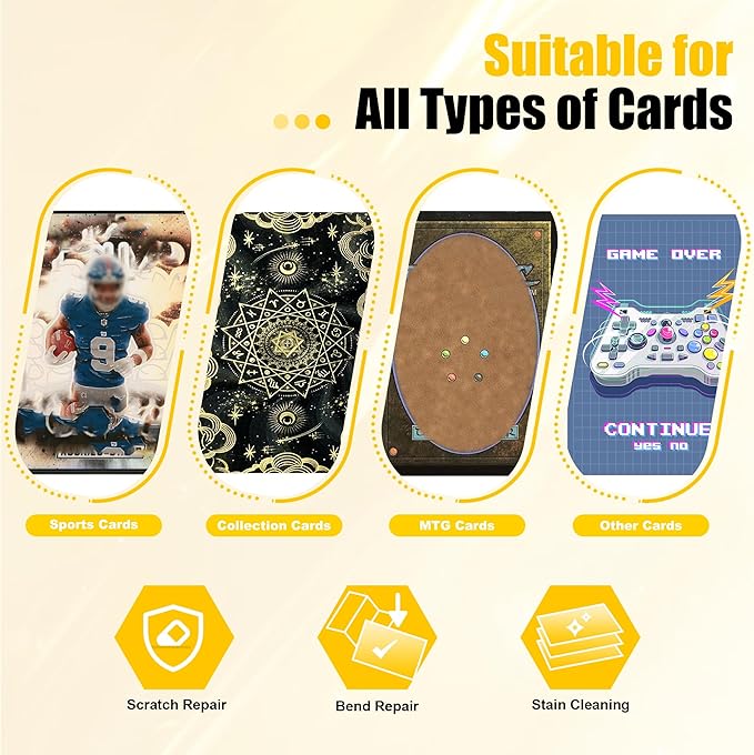 Card Care Clean Kit,17-in-1 Card Cleaning and Polishing Restoration Kit, Trading Card Cleaning Box with Cleaning Spray and Balck Nitrile Gloves, Suitable for Surface Card Care&Flatten Edges, 7.2″