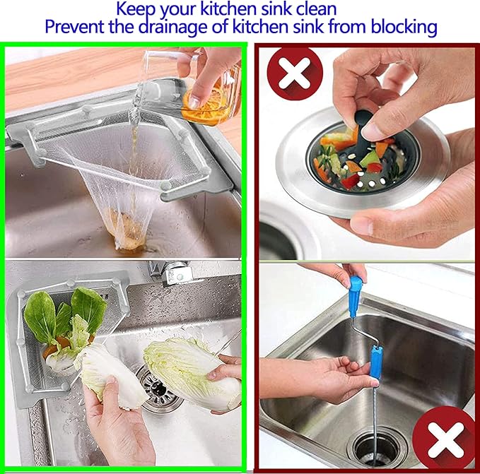 200PCS Large Size Filtering Mesh Bags for Kitchen Sink Triangle Tri-Holder Filter Kitchen Sink Strainer