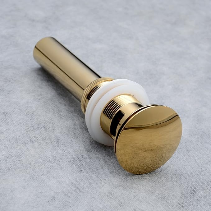 Beelee Pop Up Drain Stopper with Overflow, Gold Sink Drains for Bathroom, Vanity Vessel Sink Drain in Brass, Polished Gold