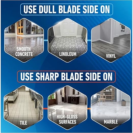Unger 4” Professional Floor Scraper Replacement Blades, 10 Pack, Dual-Sided Adhesive Cleaning Supplies for Windows, Glass, Floors, Paint, Stickers, Gum Removal on Tile, Marble and High Gloss Surfaces