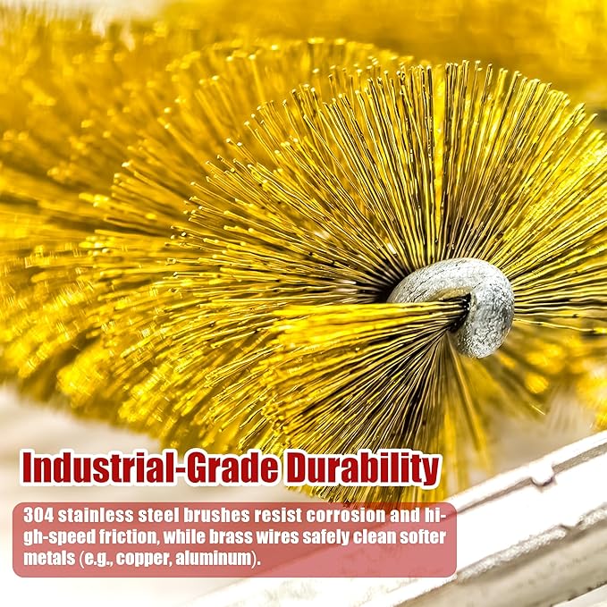16-Piece Bore Brush Set - Brass Drill Wire Bore Cleaning Brushes - 1/4" Hex Shank for Power Drills, Impact Drivers, Grinders (8/10/12/15/17/19/22/25mm)