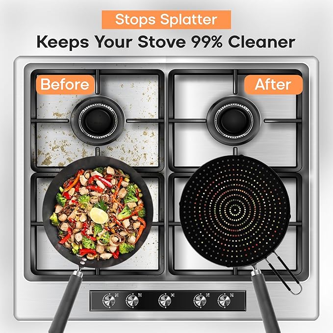Splatter Screen for Frying Pan | USA Brand | 11-Inch Black, Fit Pans (6" to 11") Silicone Grease Splatter Guard for Frying Pan and Stove by Beckon Ware