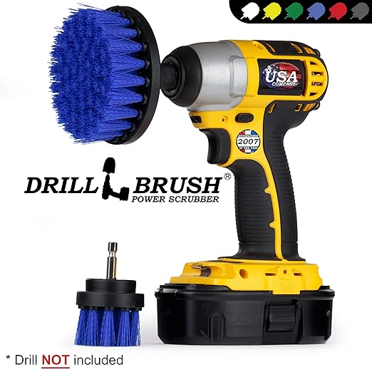 Kayak Cleaning Brush - Pool Scrubbing Tool - Boat Power Scrubber - Blue Medium Stiffness 5in Scrub Brush - Power Cleaning Tool - Fish Tank Scrubber - Aquarium Cleaner - Marine Vessels - Pool Liner