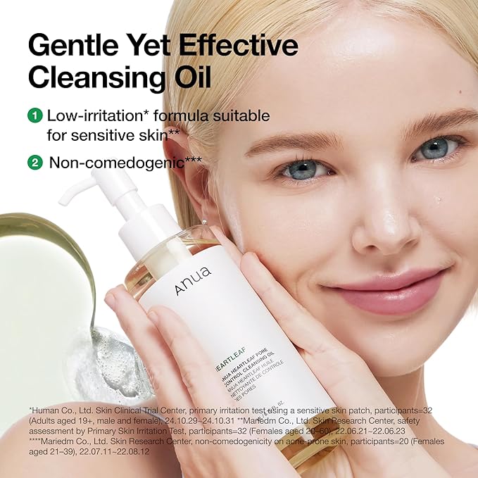 Anua Heartleaf Pore Control Cleansing Oil, Pore Cleanser, Sebum Care, Gentle Melting Oil Cleanser for Face, Safe For All Skin Type, Daily Hydrating Makeup Remover, Korean Skin Care (6.76fl.oz)