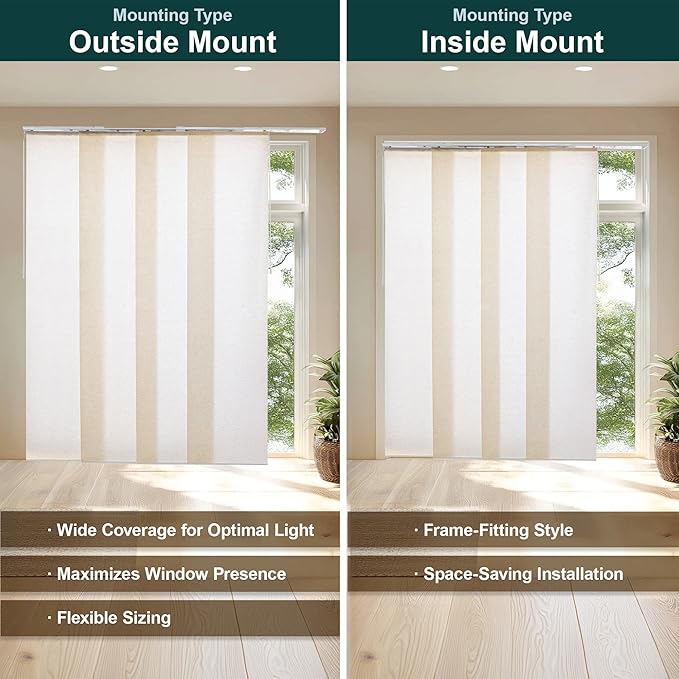 CHICOLOGY Panel Track Blinds for Sliding Glass Door & Patio Door, Embossed Textured Weave Fabric Room Divider, Country Ivory Light Filtering, 4 x 23 Panels, Adjustable Track 46-86", Trim H to 96"