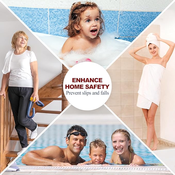 28 PCS Shower Floor Non Slip Stickers with Strong Adhesive, Invisible & Durable Anti Slip Shower Stickers with Scraper for Bath Tub, Pools and Stairs(Clear,Wavy)