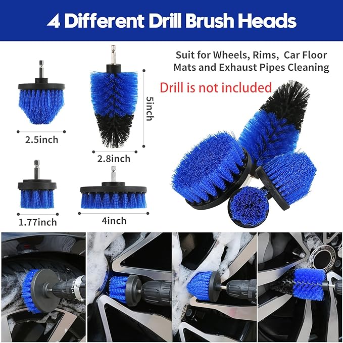 Qydipclin 45Pcs Car Detailing Kit, Car Detailing Brush Set, Car Wash Cleaning Kit, Car Detailing Brushes, Professional Car Care Kit for Interior Exterior Wheels, Blue