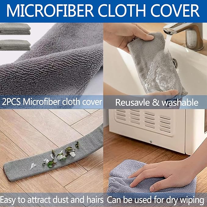 Retractable Gap Dust Cleaner with Extension Pole, Cleaning Tools with 2 Microfiber Dusting Cloths, Washable Extendable Long Handle Gap Dusters for for Sofa Bed Furniture Bottom (2pcs Duster Cloths)