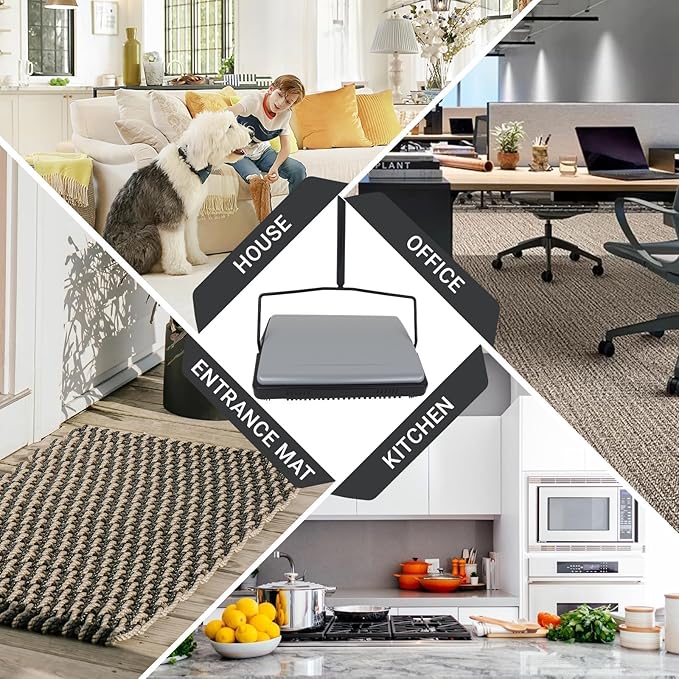 EZ SPARES Quiet Carpet Sweeper,Floor Sweeper with Pig-Bristles,Suitable for Carpet Cleaning Power,Roller Brush Strong,Bristle Sweeper,Great for House,Office,Kitchen,Carpet(Silver)