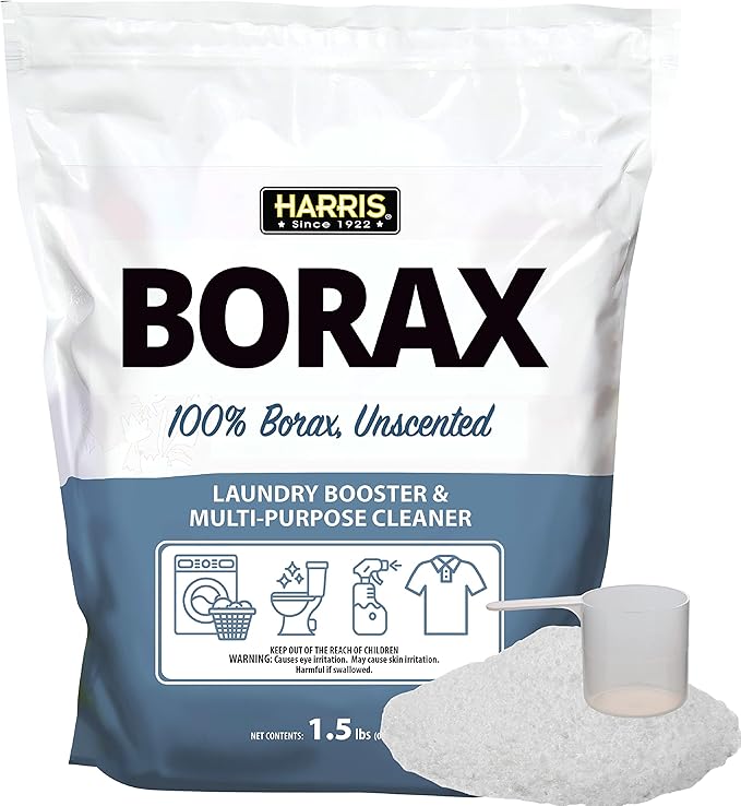 Harris Borax Powder Hard Water Laundry Booster and Powerful Multi-Purpose Cleaner, 1.5lb (Unscented)