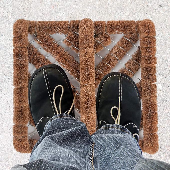 NINAMAR Natural Coir Boot Scraper Door Mat - 13 x 12 inch - 6 Pack