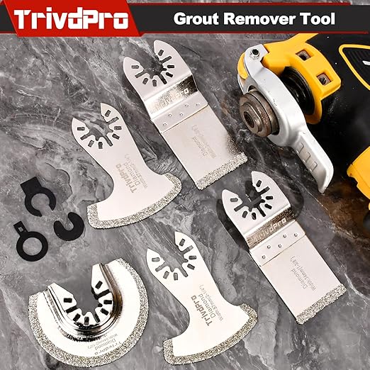 Grout Removal Tool Blade for Oscillating-Tool - TrivdPro 6pcs Grout Remover Diamond Oscillating Blade for Tile, Concrete, Masonry, Cleaning Mortar