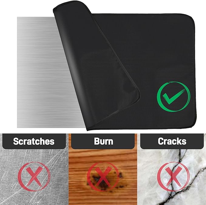 Heat Resistant Mats for Countertop and Table, Fireproof Grill Mats for Outdoor, Portable Charcoal, Gas Grill, Pizza Oven Compatible with Blackstone, Ninja 24x31x0.04in, Black