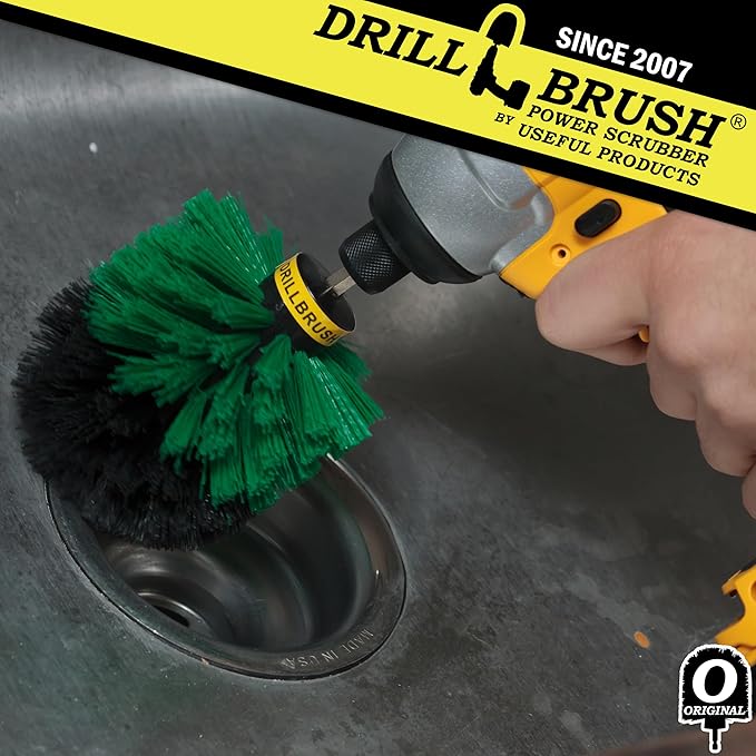 Drillbrush Kitchen Cleaning Supplies - Household Cleaners for Drill - Home Kitchen Scrubbing - Stove Cleaning Tool - Oven Door Cleaner - Pots and Pans Scrubber - Frying Pan Scrubber - Sink Scrub Brush