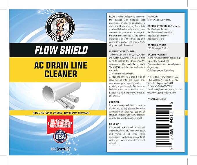 AC Drain Line Cleaner 4 Pack | Prevent Buildup and Overflow | 8oz - Up to 3 Months of Protection | Fast Acting & Long Lasting Bio-Enzymatic Formula