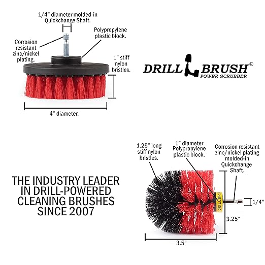 Outdoor Cleaning Supplies - Stiff Bristle Scrubber Kit for Home Use - Concrete, and Brick Scrubbing Tools - Headstone Restoration Brush Kit - Outdoor Grout and Siding Cleaning Brushes - Stiff Brushes
