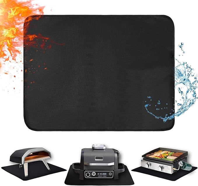 25 x 19.5in Heat Resistant Grill Mats for Outdoor Grill to Protect Your Prep Table and Outdoor Grill Table - Fire Proof & Water Proof & Oil Proof BBQ Mat - Black (1mm)