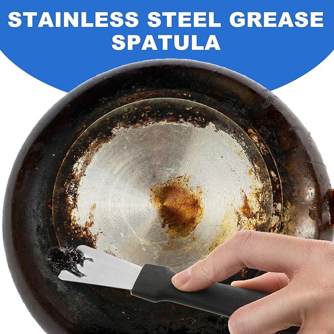 2Pcs Cleaning Scrapers, Scrapers for Ovens Stoves Induction Hob Freezer Stainless Steel Scraper Corner Seam Cleaning Tools Putty Scraper with Plastic Handle for Kitchen(2Pcs)