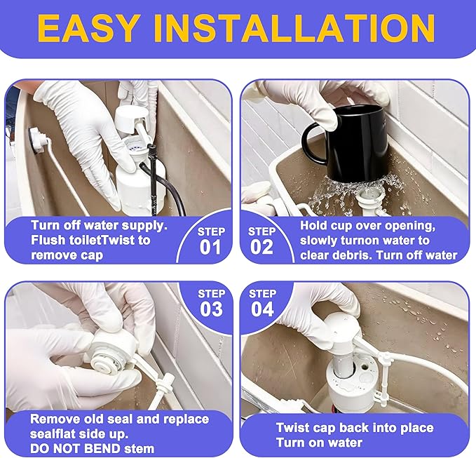 6 Pack Toilet Fill Valve Seal Replacement for Kohler 83143 - Compatible with Fluidmaster 200/242/400/747 Models - Durable Rubber Diaphragm Assembly for DIY Leak Prevention & Tank Repair