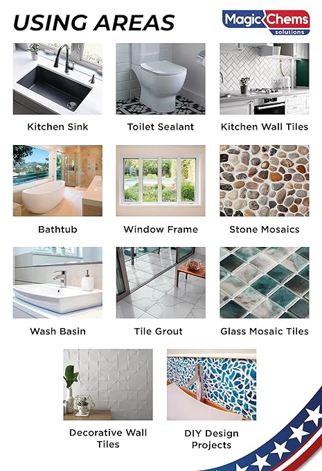 Tile Grout Repair, White 8.8 oz/250gr. Fast Drying Grout Repair Kit, Grout Filler Tube Repair Kit, Tile Grout Paint, Grout Sealer Restore and Renew Bathroom Floor, Tile Gaps, Joints, Lines