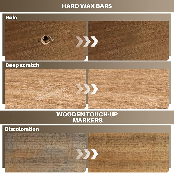 Laminate Floor Repair Kit with Heat Pen,Linoleum Repair Hard Wax 6 Color Wood Vinyl Floor Furniture Repair Kit Touch Up Marker Cover Scratches, Stains,Cabinet, Table Cracks, Holes for Door