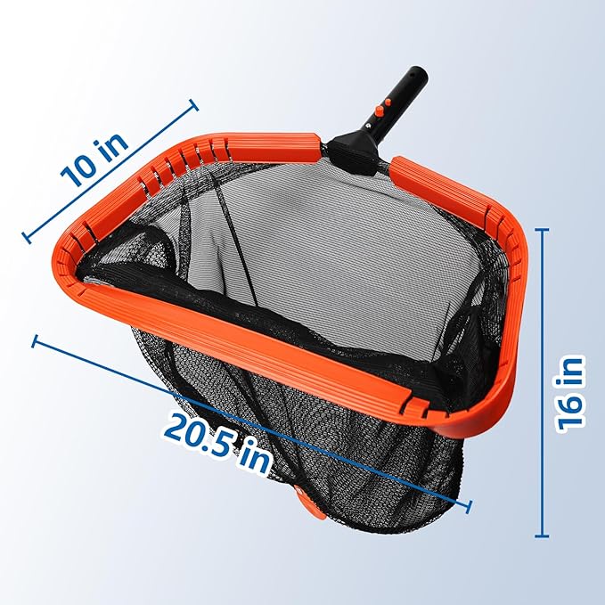 20.5'' Extra-Large Pool Net, Pool Skimmer Net with Double-Layer Netting Bag, Aluminum Frame, Deep Nylon Large Capacity Pool Cleaning Net, Leaf Skimmer Rake for Above Ground & In-ground Pools (No Pole)