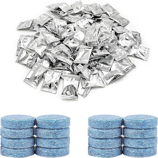 100 PCS Car Windshield Washer Tablets, Windshield Wiper Fluid Concentrate Washer Tablet Glass Cleaner, Solid Effervescent Tablets for Car Window Glass Room Kitchen Cleaning