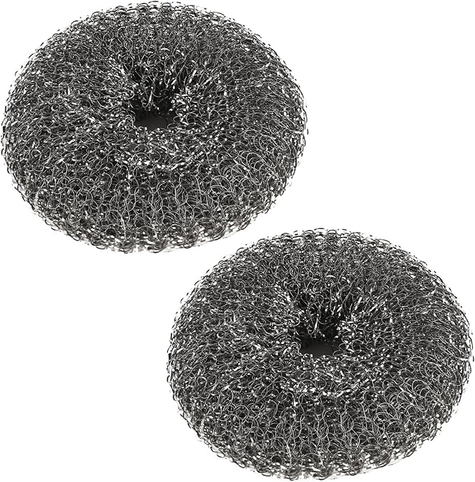 2 Pcs Heavy-Duty Stainless Steel Wool Barbecue Grill Cleaning Scrubber Pads, Replacement Steel Wool Brush Head