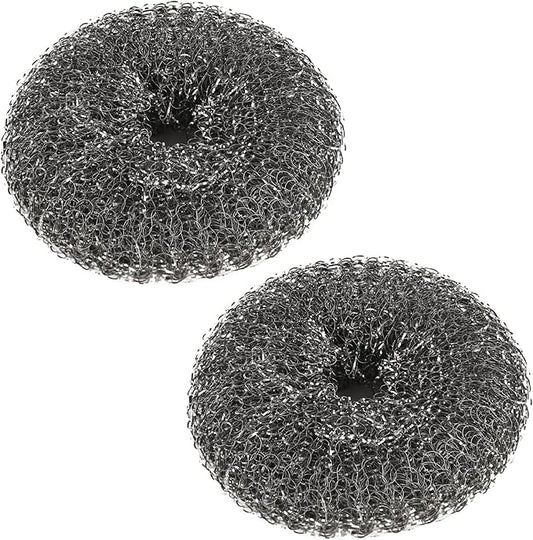 2 Pcs Heavy-Duty Stainless Steel Wool Barbecue Grill Cleaning Scrubber Pads, Replacement Steel Wool Brush Head