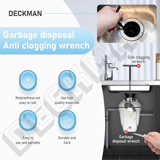 Garbage Disposer Unjamming Wrench, Unjamming Wrench, To Dislodge Jams or Clutter From Above The Sink, Compatible With Moen Waste King InSinkErator Garbage Disposals