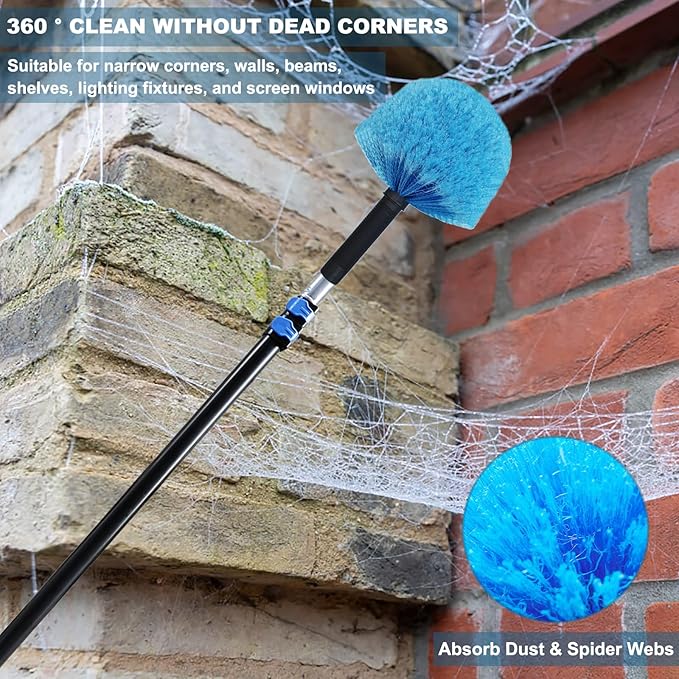 Twist-On Cobweb Duster Head Brush // Spider Web Brush for Outdoor & Indoor Web Cleaning // Fits Standard Acme Threaded Poles // Brush Head Only -1 Pack