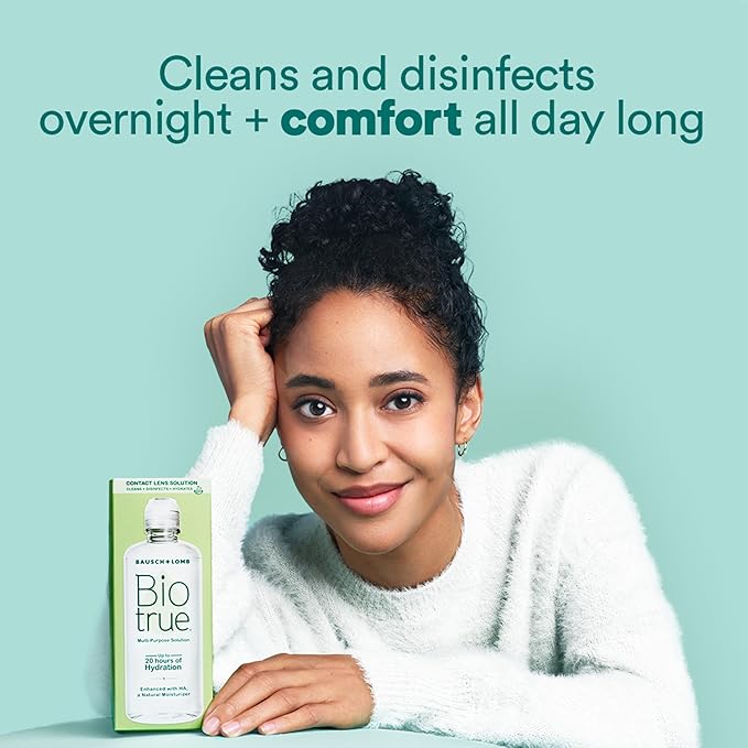 Biotrue Contact Solution, Multi-Purpose Solution with Lens Case, Cleans, Conditions, Hydrates, Disinfects, Removes Protein, Dirt & Debris, Contact Lens Cleaner & Storage, 2 Fl Oz (Pack of 1)