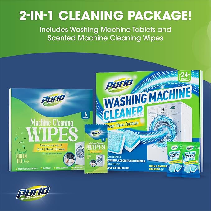Washing Machine Cleaner Tablets 24-Ct Deep Cleaning Formula Washer Machine Cleaner Top Load & Front Load Standard & HE Washers