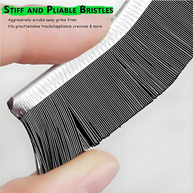 Natural Solid Wood Handle Crevice Cleaning Brushes - 3Pcs Premium Hardwood Grip & Stiff Bristles Gap Brush Scrubber for Tile Grout, Kitchen Cabinets/Windows Groove/Tiles/Faucet Etc.