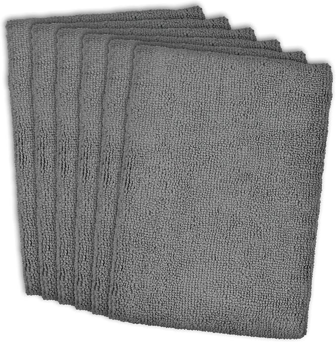 DII Cleaning Collection Soft Highly Absorbent Microfiber, Dishtowel Set, 16x24, Gray, 6 Piece (Pack of 12)
