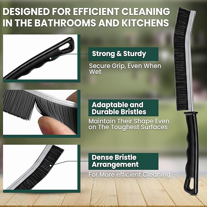 8 Pcs Crevice Cleaning Brush Set – Hard Bristle Cleaning Tools for Grout, Gaps & Narrow Spaces – Multi-Purpose Grout Brush, for Cleaning Bathroom, Shower, Window Tracks, Kitchen