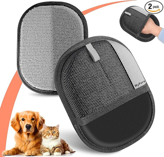 Pet Hair Removal Glove for Dogs & Cats, Newly Upgraded Reusable Electrostatic Pet Hair Glove, Magic Brush Pet Hair Remover Tool for Clothing, Couch, Carpet, Car Seats (2)