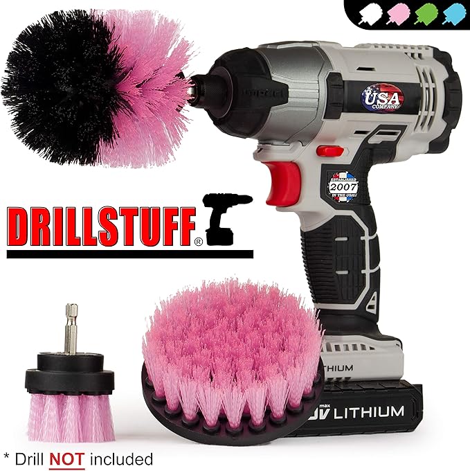 Cleaning Supplies - Bathroom Accessories - Drill Brush - Shower Cleaner - Tile Scrubber - Bathtub Scrub Brush - Bath Mat - Sink - Shower Door - Grout Cleaner Brush - Flooring - Porcelain - Fiberglass