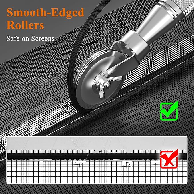 MAGZO Heavy-Duty Screen Roller Tool Kit, Best Stainless Steel Material Withstand Thousands of Use, Spline/Repair Tool with 3 Wheel Types for Installing/Replacing Window/Door Screens, Easy to Handle