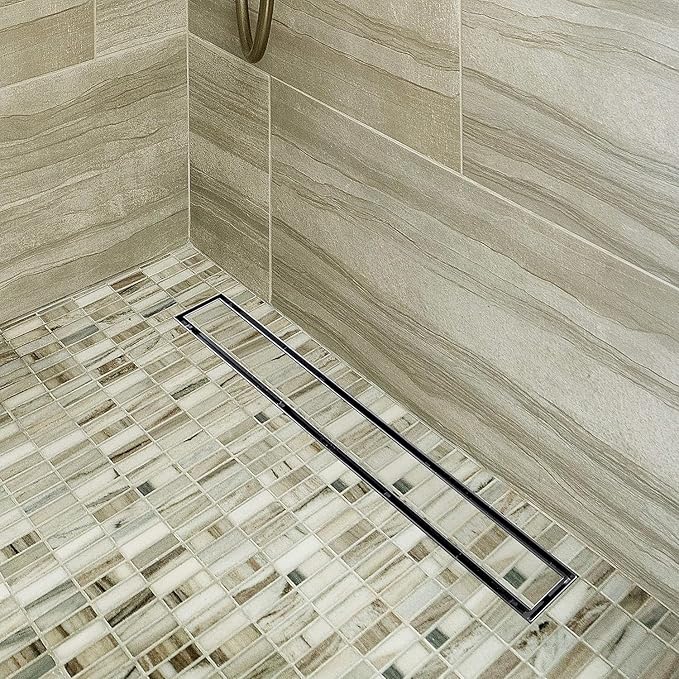 Neodrain 48-Inch Linear Shower Drain with Tile Insert Grate, Professional Brushed 304 Stainless Steel Rectangle Shower Floor Drain Manufacturer, Floor Shower Drain with Shower Drain Base